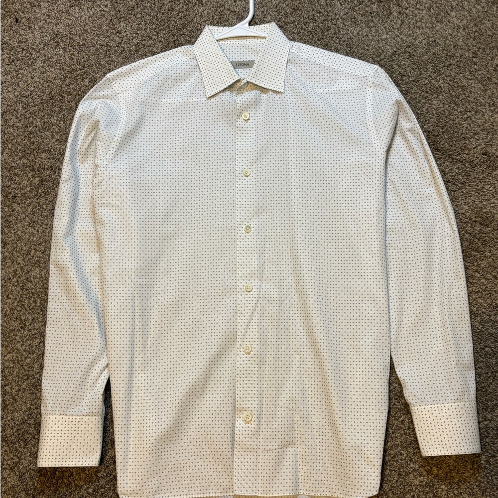 Z Zegna Men's Shirt Fine Cotton Slim Fit Stripe Ermenegildo Size L Luxury